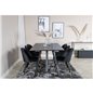 Marina Dining Table - Black top / Black Legs , Velvet Dining Chair Brass - Black / Black_6