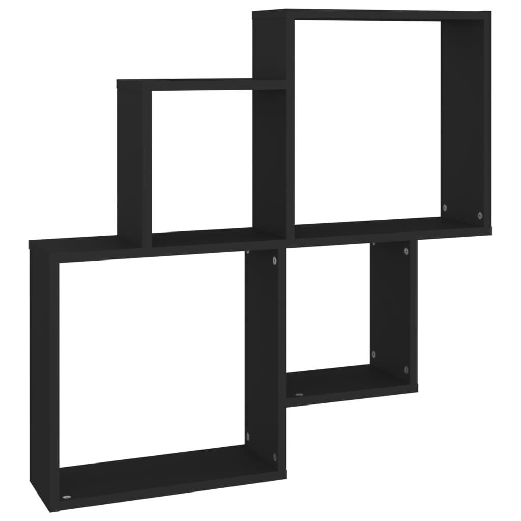  Vägghylla kubformad svart 80x15x78,5 cm spånskiva