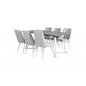 Marina Dining Table - Grey "oak"  / White Legs , Velvet Deluxe Dining Chair - White Legs - Light Grey Fabric_6
