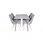 Polar Dining Table - 120*75*H75 - White / Oak, Velvet Deluxe Dining Chair - White Legs - Light Grey Fabric_4