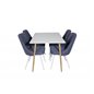 Polar Dining Table - 120*75*H75 - White / Oak, Velvet Deluxe Dining Chair - White Legs - Blue Fabric_4