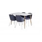 Polar Dining Table - 120*75*H75 - White / Oak, Velvet Dining Chiar - White legs - Blue Fabric_4