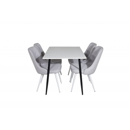 Polar Dining Table - 120*75*H75 - White / Black, Velvet Deluxe Dining Chair - White Legs - Light Grey Fabric_4