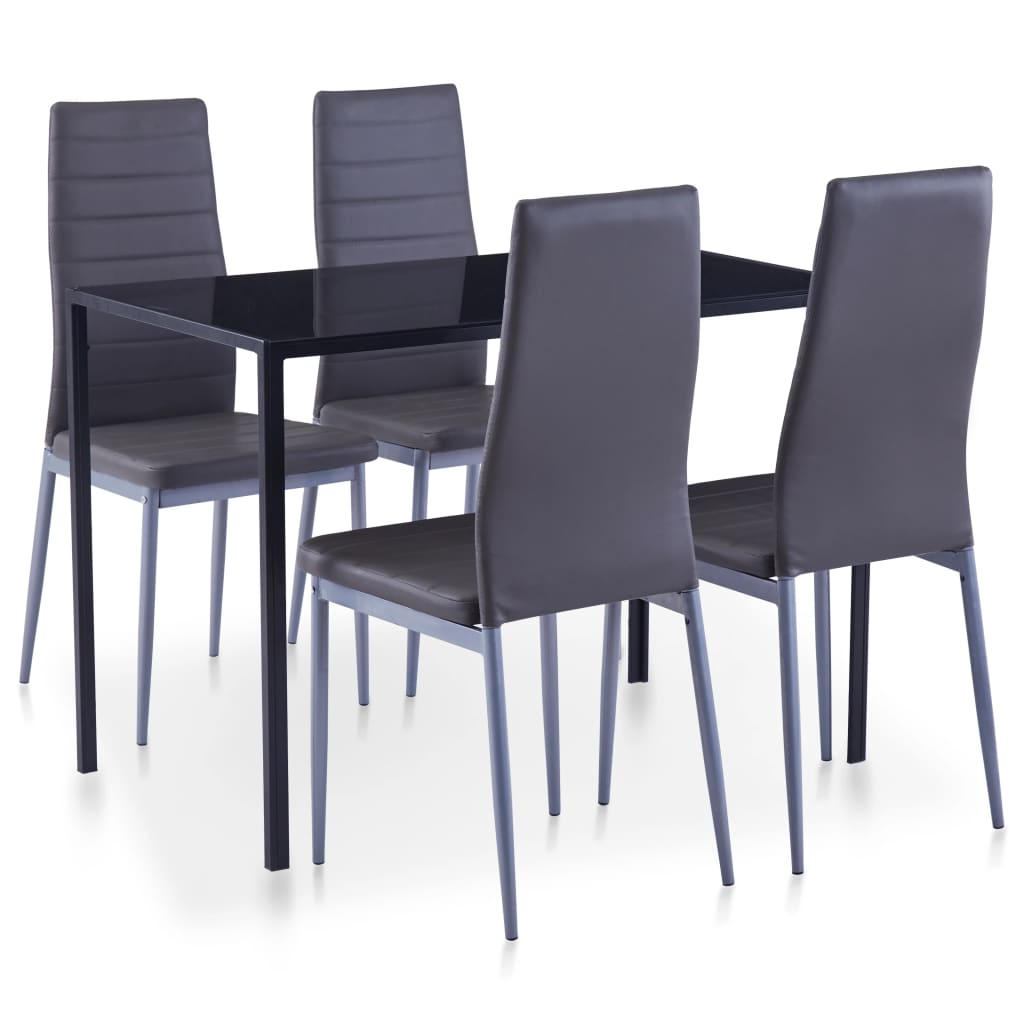  Matbord och stolar 5 delar grå