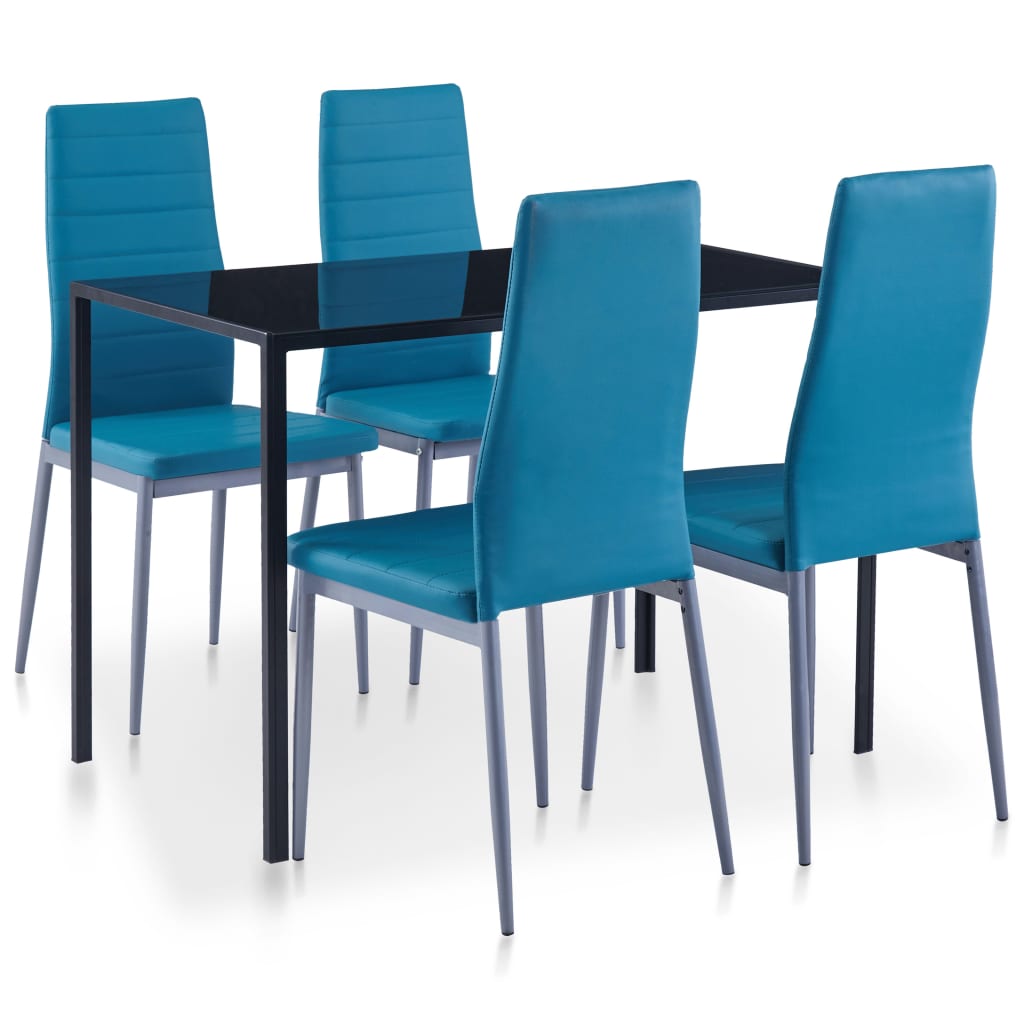  Matbord och stolar 5 delar blå
