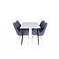 Polar Dining Table - 120*75*H75 - White / Black, Velvet Deluxe Dining Chair - White Legs - Blue Fabric_4