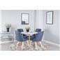 Plaza Round Dining Table - ø 100cm - White / Oak, Velvet Deluxe Dining Chair - White Legs - Blue Fabric_4