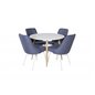 Plaza Round Dining Table - ø 100cm - White / Oak, Velvet Deluxe Dining Chair - White Legs - Blue Fabric_4