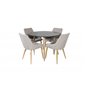 Plaza Round Dining Table - ø 100cm - Black / Oak, Plaza Dining Chair - Light Grey / Oak_4