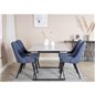 Estelle Dining Table 140*90 - White / Black, Velvet Deluxe Dining Chair - Black Legs - Blue Fabric_4