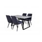 Estelle Spisebord 140 * 90 - Hvid / Sort, Velvet Deluxe spisestuestol - Sorte Ben - Blue Stof_4