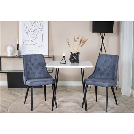 Polar spisebord 75 * 75cm - Hvide / sorte ben, Velvet Deluxe spisestuestol - Sorte ben - Blue Stof_2