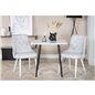 Polar dining table 75*75cm - White / black legs, Velvet Deluxe Dining Chair - White Legs - Light Grey Fabric_2