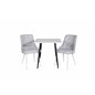 Polar dining table 75*75cm - White / black legs, Velvet Deluxe Dining Chair - White Legs - Light Grey Fabric_2