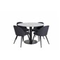 Estelle Round Dining Table ø106 H75 - Black / Black, Velvet Dining Chiar - Black legs- Black Fabric_4