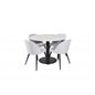 Estelle Round Dining Table ø106 H75 - White / Black, Velvet Dining Chiar - Black legs - Light GreyFabric_4