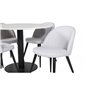 Estelle Rundt Spisebord ø106 H75 - Hvid / Sort, Velvet Dining Chiar - Sorte ben - Lys GråFabric_4