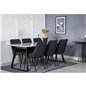 Estelle Dining Table 200*90*H76 - White / Black, Velvet Deluxe Dining Chair - Black Legs - Black Fabric_6