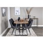 Inca Dining Table - 160/200*85*H75 - Oak / Black, Velvet Deluxe Dining Chair - Black Legs - Black Fabric_4