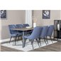 Marina Dining Table - 180*90*H75 - Grey / Black, Velvet Deluxe Dining Chair - Black Legs - Blue Fabric_6