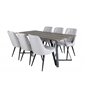 Marina Dining Table - 180*90*H75 - Grey / Black, Velvet Deluxe Dining Chair - Black Legs - Light Grey Fabric_6