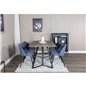 Marina Dining Table - 180*90*H75 - Grey / Black, Velvet Dining Chiar - Black legs - Blue Fabric_6