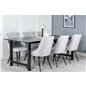 Count Dining Table - 220*100*H75 - Black / Black, Velvet Deluxe Dining Chair - Black Legs - Light Grey Fabric_6