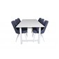 Count Dining Table - 220*100*H75 - White / White, Velvet Deluxe Dining Chair - White Legs - Blue Fabric_6