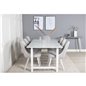 Count Dining Table - 220*100*H75 - White / White, Velvet Deluxe Dining Chair - White Legs - Light Grey Fabric_6