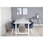 Count Dining Table - 220*100*H75 - White / White, Velvet Dining Chiar - White legs - Blue Fabric_6