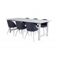 Count Dining Table - 220*100*H75 - White / White, Velvet Dining Chiar - White legs - Blue Fabric_6