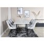 Polar Dining Table - 180*90*H75 - White / Black, Velvet Deluxe Dining Chair - Black Legs - Light Grey Fabric_6