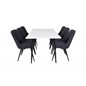 Polar Dining Table - 180*90*H75 - White / Black, Velvet Deluxe Dining Chair - Black Legs - Black Fabric_6