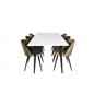 Polar Spisebord - 180 * 90 * H75 - Hvid / Sort, Velvet Dining Chiar - Sorte ben - Støvet Grøn Velvet_6