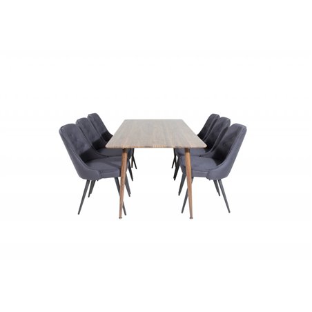 Polar Dining Table 180 cm - Walnut top - Walnut Legs, Velvet Deluxe Dining Chair - Black Legs - Black Fabric_6