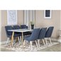 Polar Dining Table - 180*90*H75 - White / Oak, Velvet Deluxe Dining Chair - White Legs - Blue Fabric_6