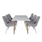 Polar Dining Table - 180*90*H75 - White / Oak, Velvet Deluxe Dining Chair - White Legs - Light Grey Fabric_6