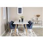 Polar Dining Table - 180*90*H75 - White / Oak, Velvet Dining Chiar - White legs - Blue Fabric_6