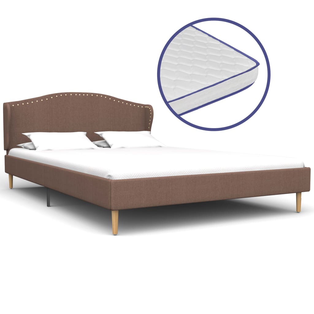  Säng med memoryskummadrass brun tyg 120x200 cm
