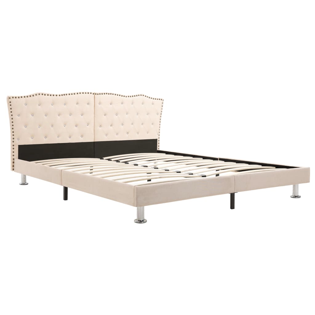  Säng med madrass beige tyg 180x200 cm