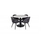 Estelle Round Dining Table ø106 H75 - White / Black, Velvet Dining Chair - Black Flower fabric_4