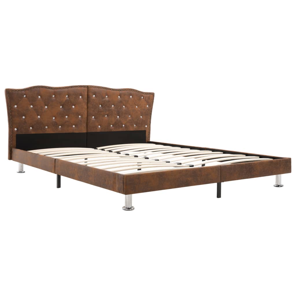  Säng med madrass brun tyg 180x200 cm