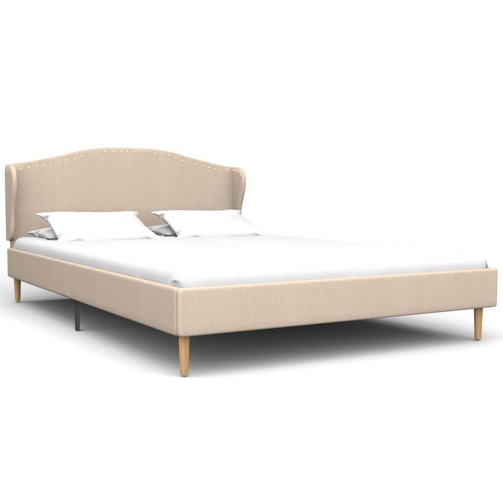 Säng med madrass beige tyg 120x200 cm