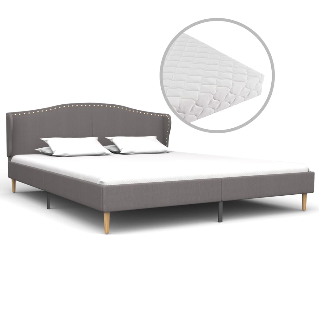  Säng med madrass ljusgrå tyg 180x200 cm