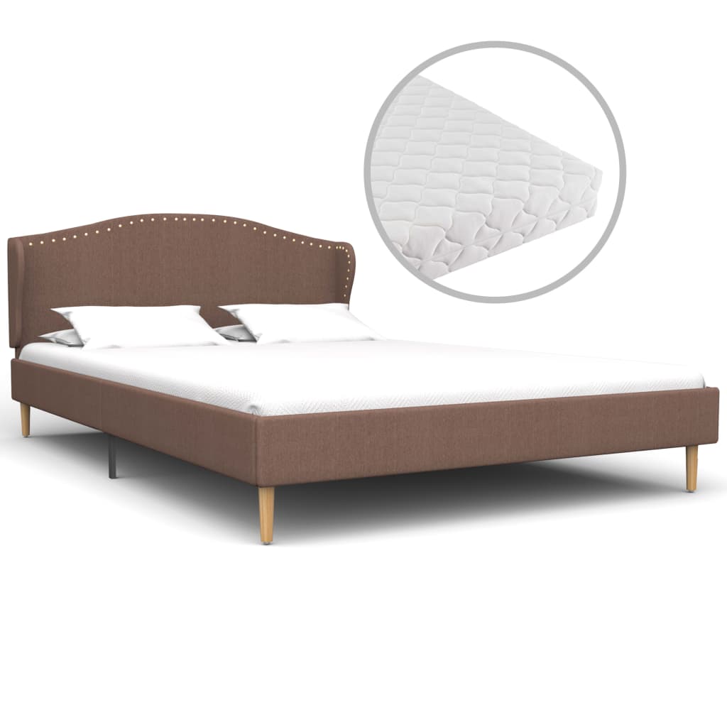  Säng med madrass brun tyg 120x200 cm