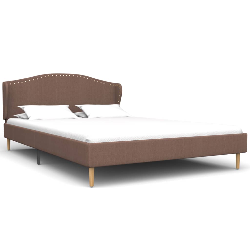  Säng med madrass brun tyg 140x200 cm