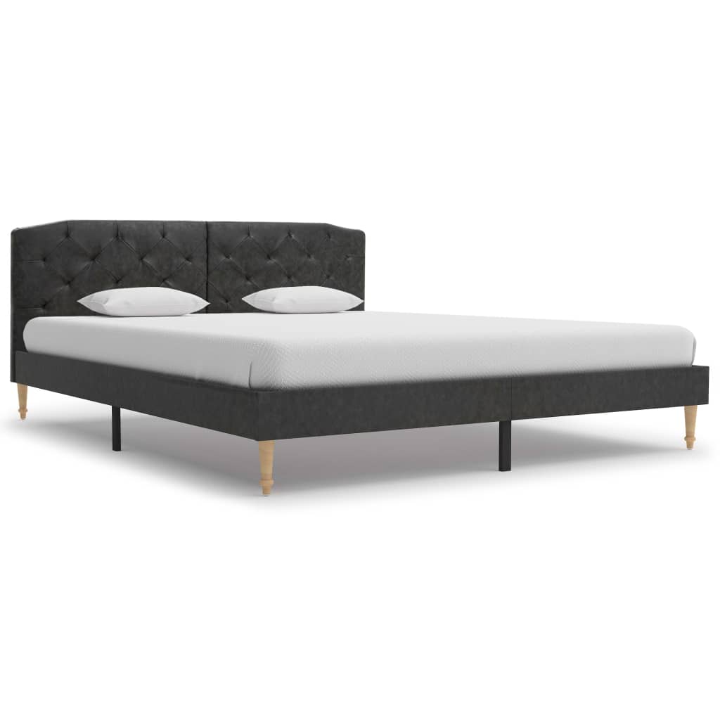  Säng med madrass svart tyg 160x200 cm
