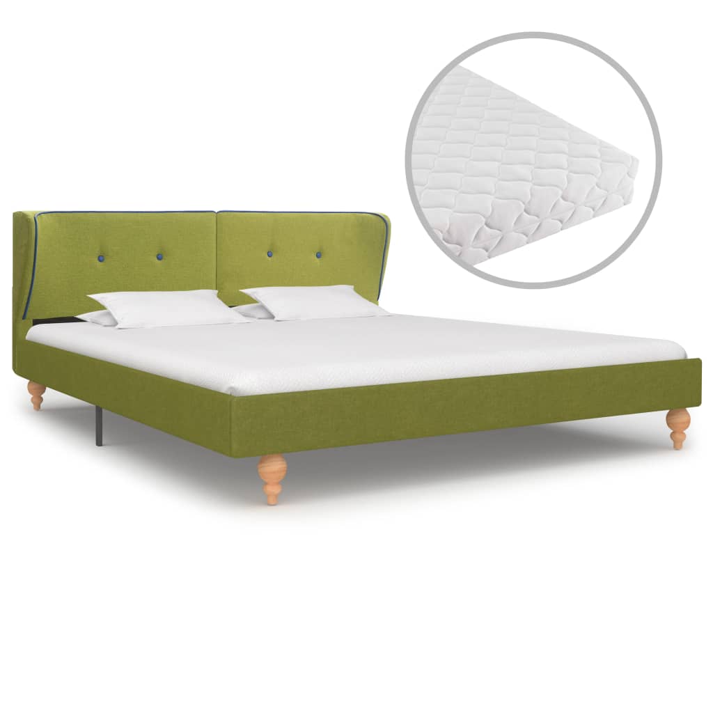  Säng med madrass grön tyg 180x200 cm