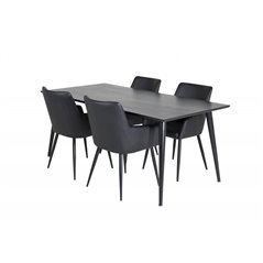 Dipp Dining Table - 180*90cm - Black Veneer / all black legs , Comfort Dining Chair - Black / Black_4