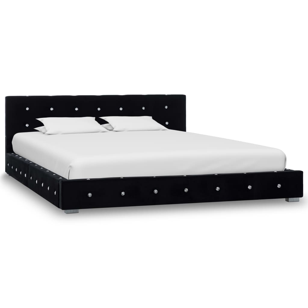  Säng med madrass svart sammet 140x200 cm